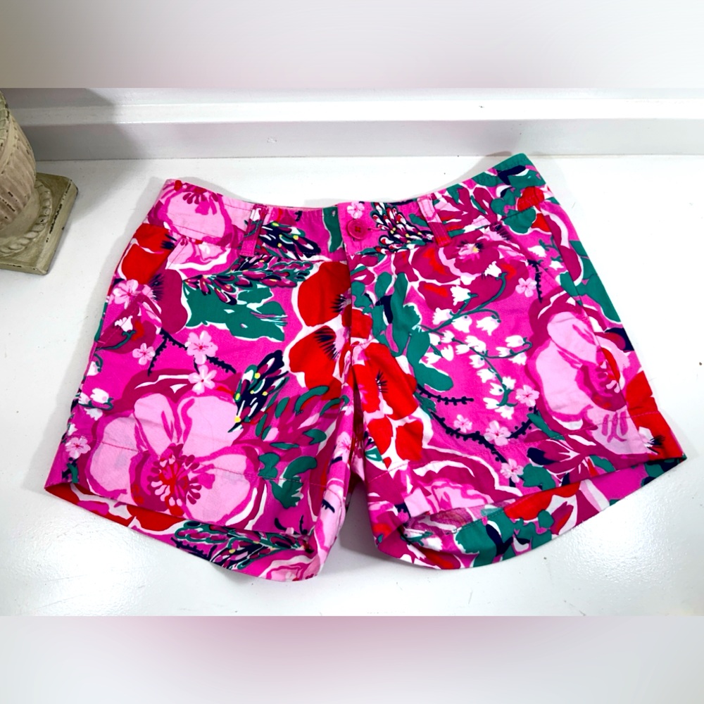 Lilly Pulitzer Callahan Shorts Thing Called Love Pink Red Floral Women’s Size 0